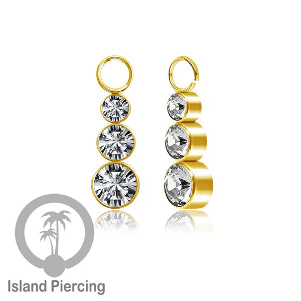 Koleksi Charm yang Liotin Piercing Stainless warna gold sangat lux dengan Kristal Zircon