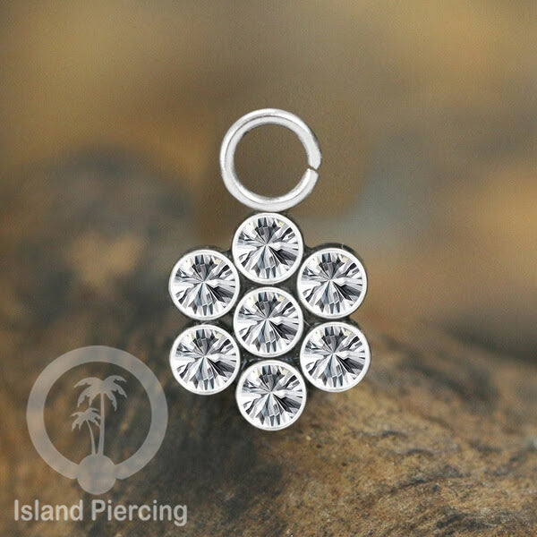 Koleksi Charm yang Liotin Piercing Stainless warna silver sangat lux dengan Kristal Zircon