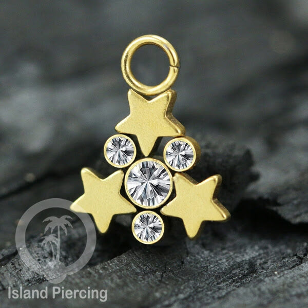Koleksi Charm yang Liotin Piercing Stainless warna gold sangat lux dengan Kristal Zircon
