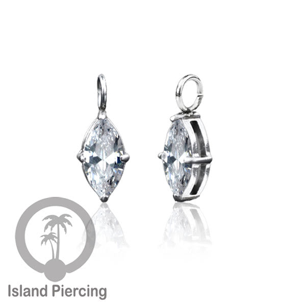 Body Jewelry Charm stainless kristal zirconia prong warna silver bisa di pasang sebagai DIY