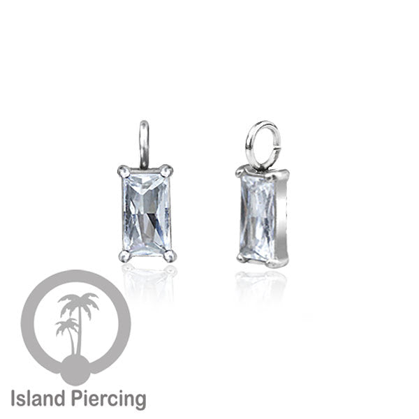 Body Jewelry Charm stainless kristal zirconia prong warna silver bisa di pasang sebagai DIY