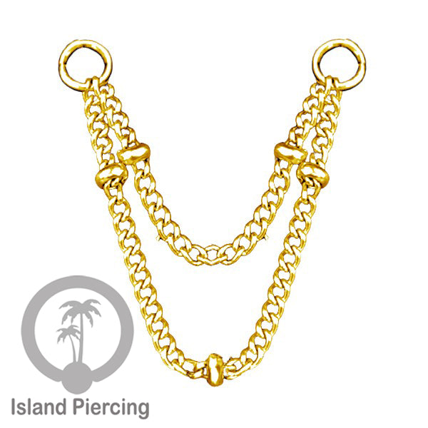 Rantai dekorasi Body Jewelry dan Perhiasan Anting telinga double Connective Chain warna gold
