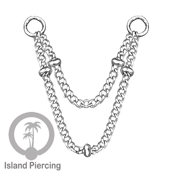 Rantai dekorasi Body Jewelry dan Perhiasan Anting telinga double Connective Chain warna silver