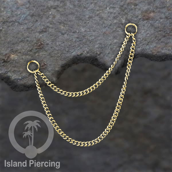 Rantai dekorasi Body Jewelry dan Perhiasan Anting telinga double Connective Chain warna gold