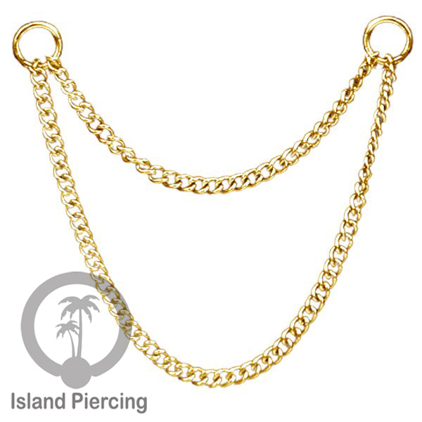 Rantai dekorasi Body Jewelry dan Perhiasan Anting telinga double Connective Chain warna gold