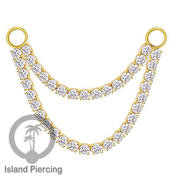 Rantai untuk dekorasi Body Jewelry dan Anting telinga connective chain warna gold dengan kristal