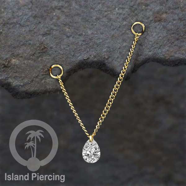 Rantai untuk dekorasi Body Jewelry dan Anting telinga connective chain warna gold dengan kristal