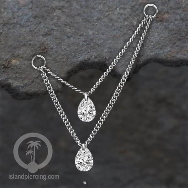 Rantai untuk dekorasi Body Jewelry dan Anting telinga connective chain warna silver dengan kristal