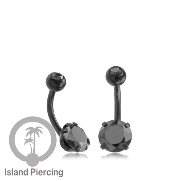 Anting Pusar/Navel Bar warna Hitam Piercing Jewelry Kristal Besar Warna-warni istimewa