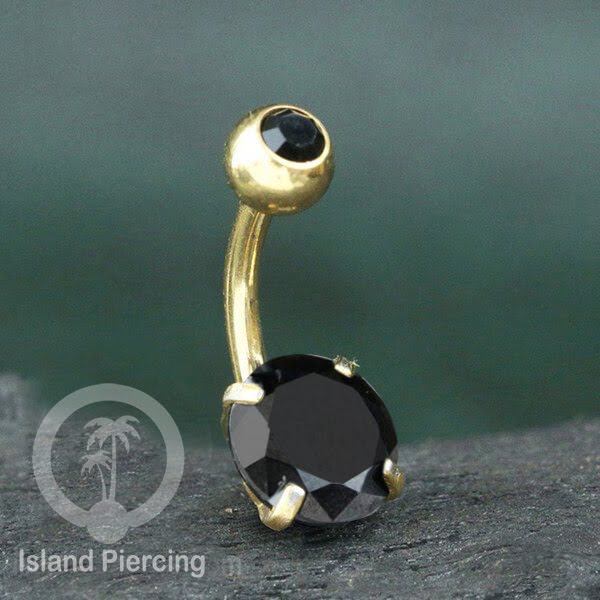 Anting Pusar/Navel Bar warna gold Piercing Jewelry Kristal Besar Warna-warni istimewa