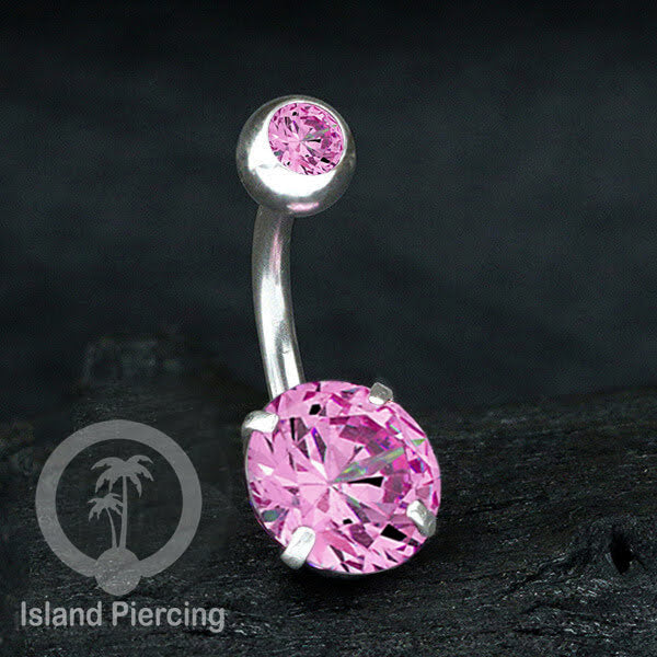Anting Pusar/Navel Bar warna silver Piercing Jewelry Kristal