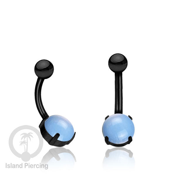 Anting Pusar/Navel Bar warna hitam Piercing Jewelry dengan batu asli.