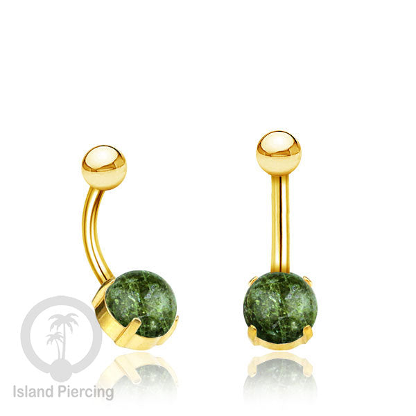 Anting Pusar/Navel Bar warna Gold Piercing Jewelry dengan batu asli.
