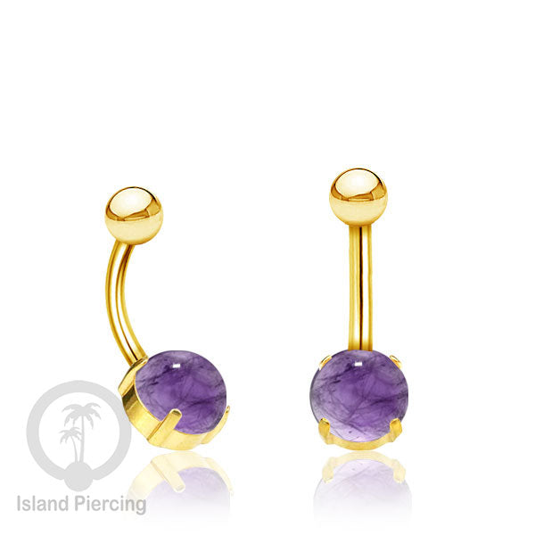 Anting Pusar/Navel Bar warna Gold Piercing Jewelry dengan batu asli.