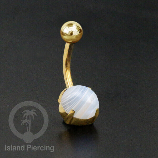 Anting Pusar/Navel Bar warna Gold Piercing Jewelry dengan batu asli.