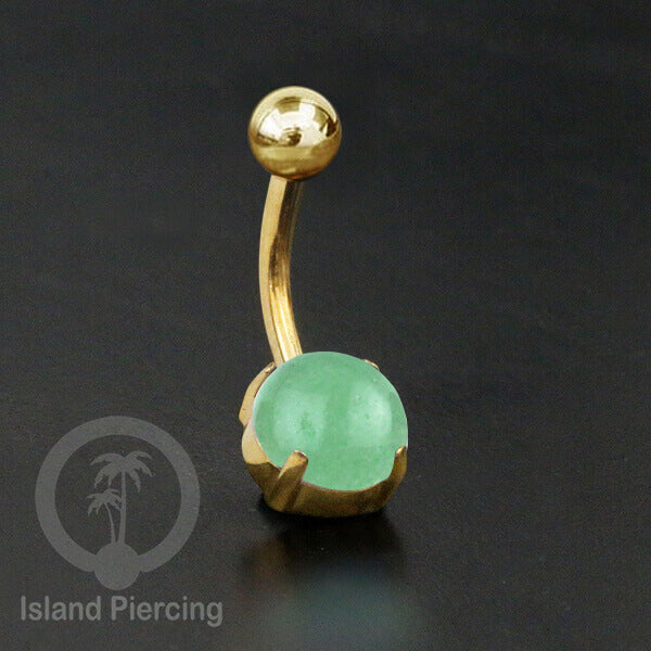 Anting Pusar/Navel Bar warna Gold Piercing Jewelry dengan batu asli.