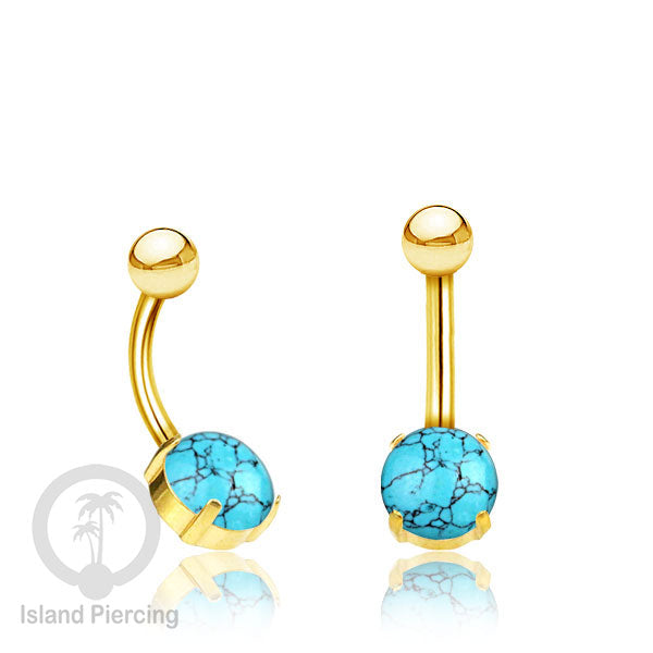 Anting Pusar/Navel Bar warna gold Piercing Jewelry dengan banyak pilihan batu asli