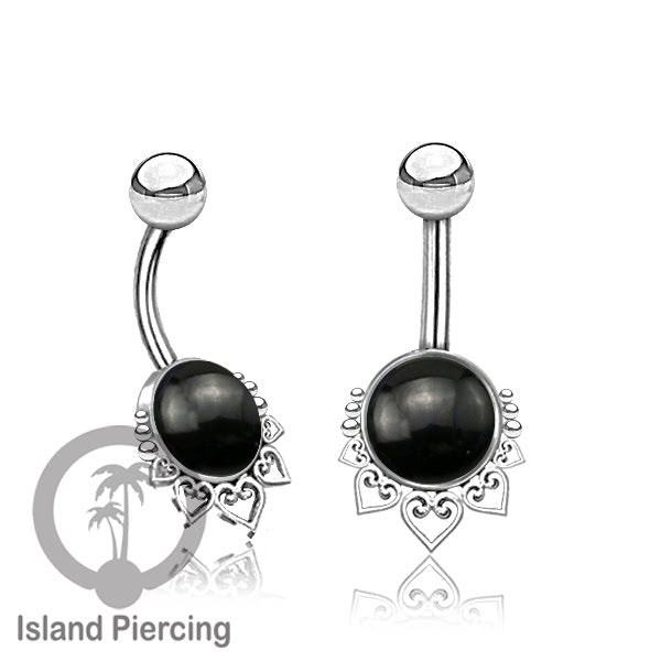 316L Steel Belly Piercing ,Perhiasan Tindik Pusar Stainless warna silver, batu asli banyak pilihan