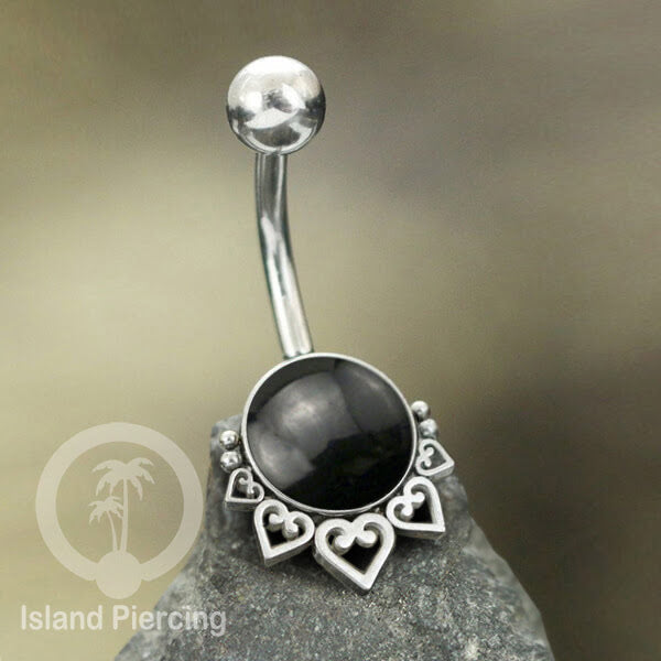 316L Steel Belly Piercing ,Perhiasan Tindik Pusar Stainless warna silver, batu asli banyak pilihan