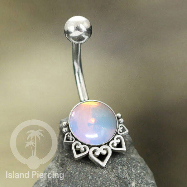 316L Steel Belly Piercing ,Perhiasan Tindik Pusar Stainless warna silver, batu asli banyak pilihan
