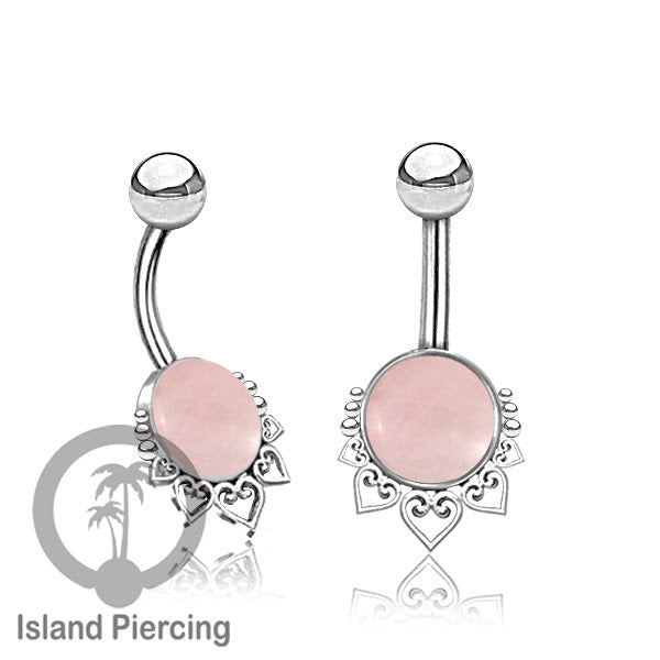 316L Steel Belly Piercing ,Perhiasan Tindik Pusar Stainless warna silver, batu asli banyak pilihan