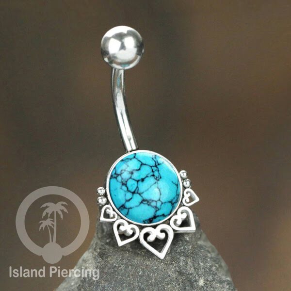 316L Steel Belly Piercing ,Perhiasan Tindik Pusar Stainless warna silver, batu asli banyak pilihan