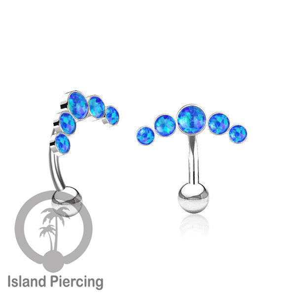 316L Stainless Steel Belly Piercing, Tindik Pusar Baja warna silver dengan 5 batu