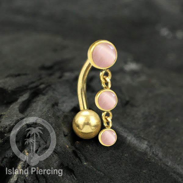 Stainless Steel Navel Piercing, Tindik Pusar Baja Beda warna Silver dengan batu gantung