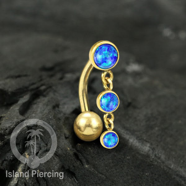 Stainless Steel Navel Piercing, Tindik Pusar Baja Beda warna Silver dengan batu gantung