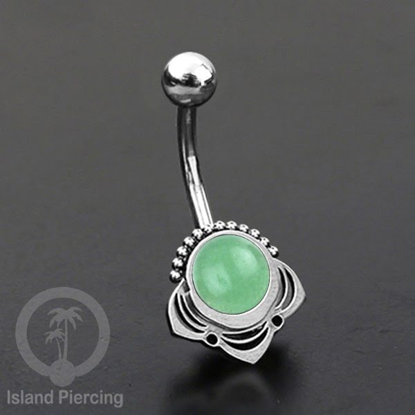 Anting Tindik Pusar/Navel Bar Stainless steel unik warna silver dengan banyak pilihan batu murni