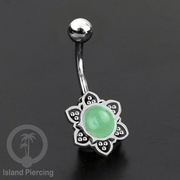 Anting Tindik Pusar/Navel Bar bahan Stainless steel warna silver dengan banyak pilihan batu murni (Copy)