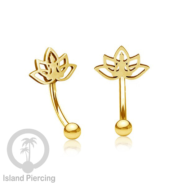 Anting Tindik Pusar Stainless Steel Navel Bar warna silver motif Buddha, Lotus, Kupu Kupu, Bunga...
