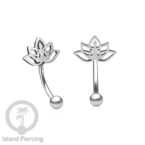 Anting Tindik Pusar Stainless Steel Navel Bar warna silver motif Buddha, Lotus, Kupu Kupu, Bunga...