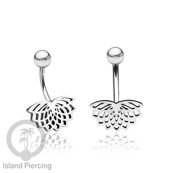 Anting Tindik Pusar Stainless Steel Navel Bar warna silver motif Mandala, Tree of Life, Flower of Life...