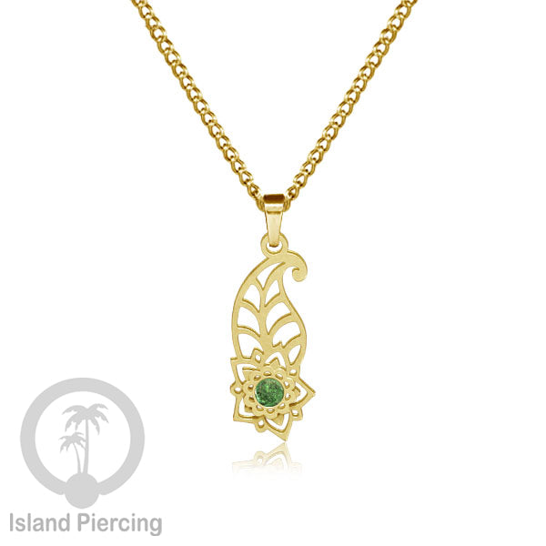 Kalung Stainless Liontin warna Gold kecil motif Bunga dengan Resin. Steel Necklacel with Epoxy