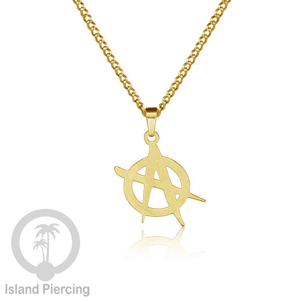 Steel Chain Necklace, kalung stainless Liontin warna Gold. Peace, Anarchy, Spiral, Gecko...