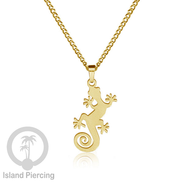 Steel Chain Necklace, kalung stainless Liontin warna Gold. Peace, Anarchy, Spiral, Gecko...