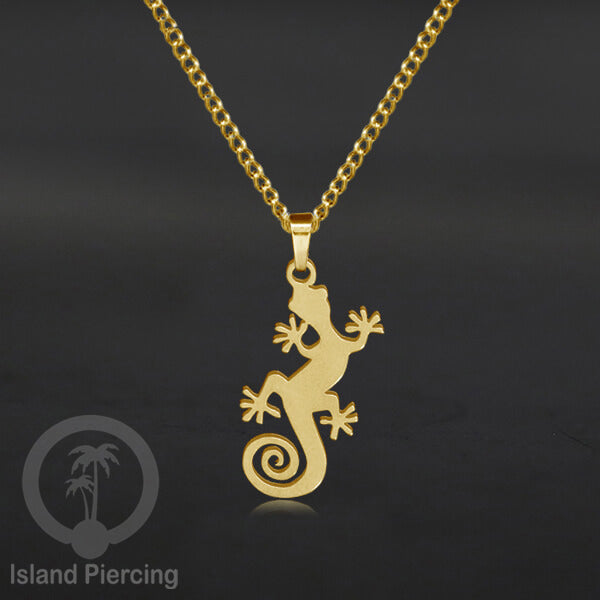 Steel Chain Necklace, kalung stainless Liontin warna Gold. Peace, Anarchy, Spiral, Gecko...