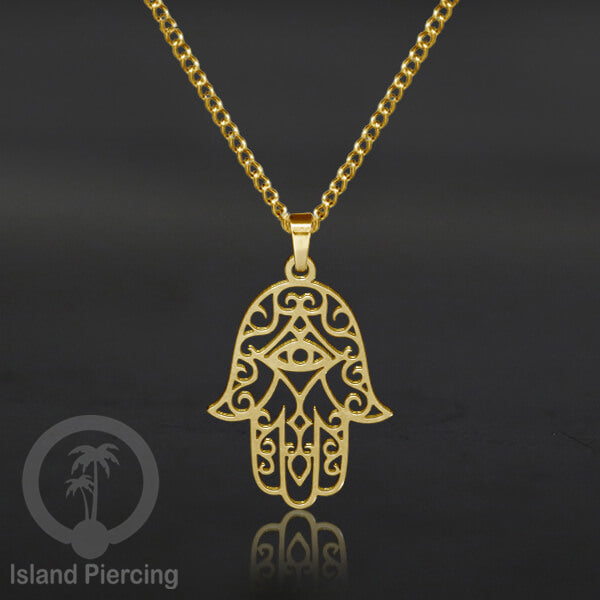 Kalung Liontin Stainless warna silver desain Tree of Life, Hamsa, Salip, Jamur...