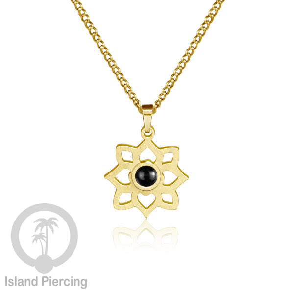 Perhiasan Kalung Stainless warna Gold dengan Liontin kecil Resin, Steel Necklace/Pendant