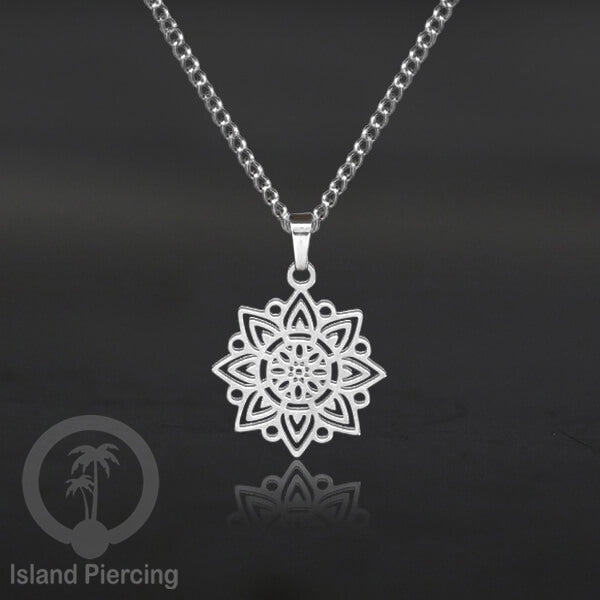 Kalung Liontin kecil Stainless warna Silver motif buddha, Flower of life, Bintang. Steel Necklaces