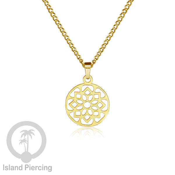 Kalung Liontin manis Stainless warna Gold, motif Mandala, Naga, Hati, Ohm, Kucing, Pentagram, Steel Necklace Charm