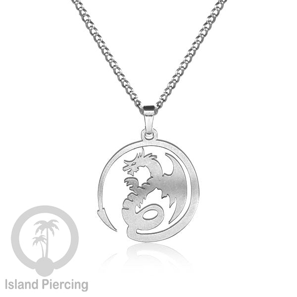 Kalung Liontin manis Stainless warna silver, motif Mandala, Naga, Hati, Ohm, Kucing, Pentagram, Steel Necklace Charm