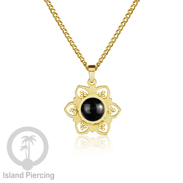 Steel Charm Chain Necklace with Epoxy, Kalung Liontin Stainless warna Gold dengan Resin