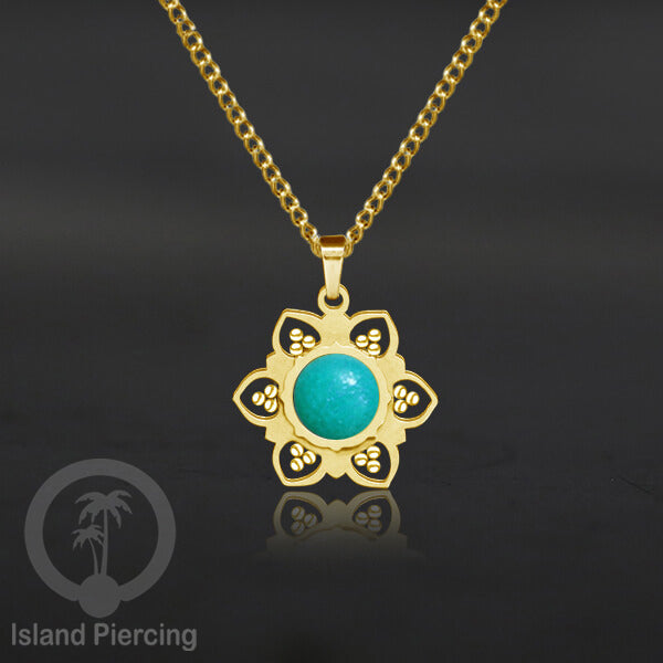 Steel Charm Chain Necklace with Epoxy, Kalung Liontin Stainless warna Gold dengan Resin