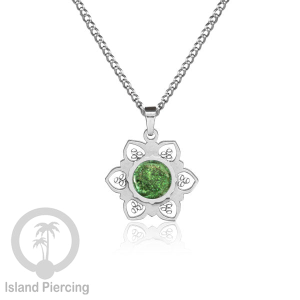 Steel Charm Chain Necklace with Epoxy, Kalung Liontin Stainless warna Silver dengan Resin