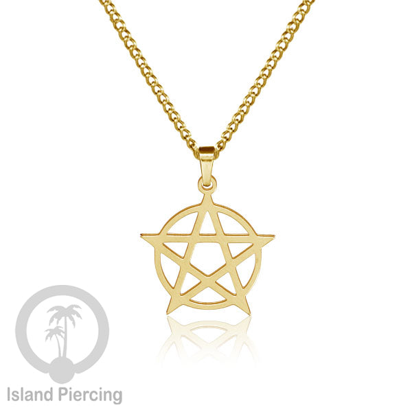 Kalung Liontin manis Stainless warna Gold, motif Mandala, Naga, Hati, Ohm, Kucing, Pentagram, Steel Necklace Charm
