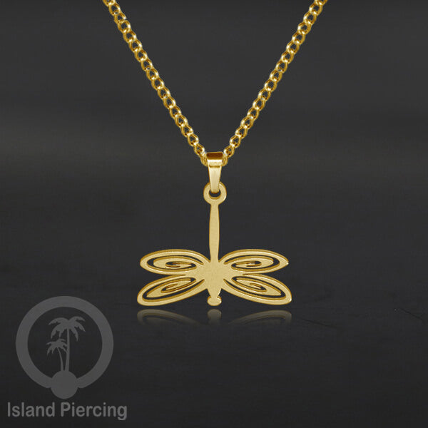 Perhiasan Stainless Kalung Liontin kecil warna Gold motif Bunga, Dragonfly, Kunci, Fairy, Butterfly, Spider