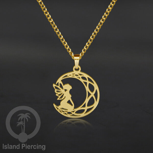 Perhiasan Stainless Kalung Liontin kecil warna Gold motif Bunga, Dragonfly, Kunci, Fairy, Butterfly, Spider