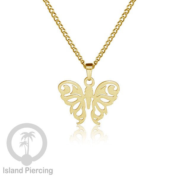 Perhiasan Stainless Kalung Liontin kecil warna Gold motif Bunga, Dragonfly, Kunci, Fairy, Butterfly, Spider